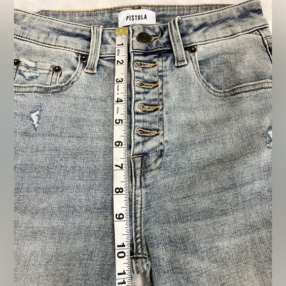 Pistola High Rise Exposed Front Button Up Slightly Distressed Skinny Jean 26 - Picture 9 of 11